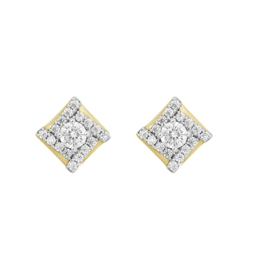LADIES EARRINGS 1/2CT ROUND DIAMOND 14K YELLOW GOLD