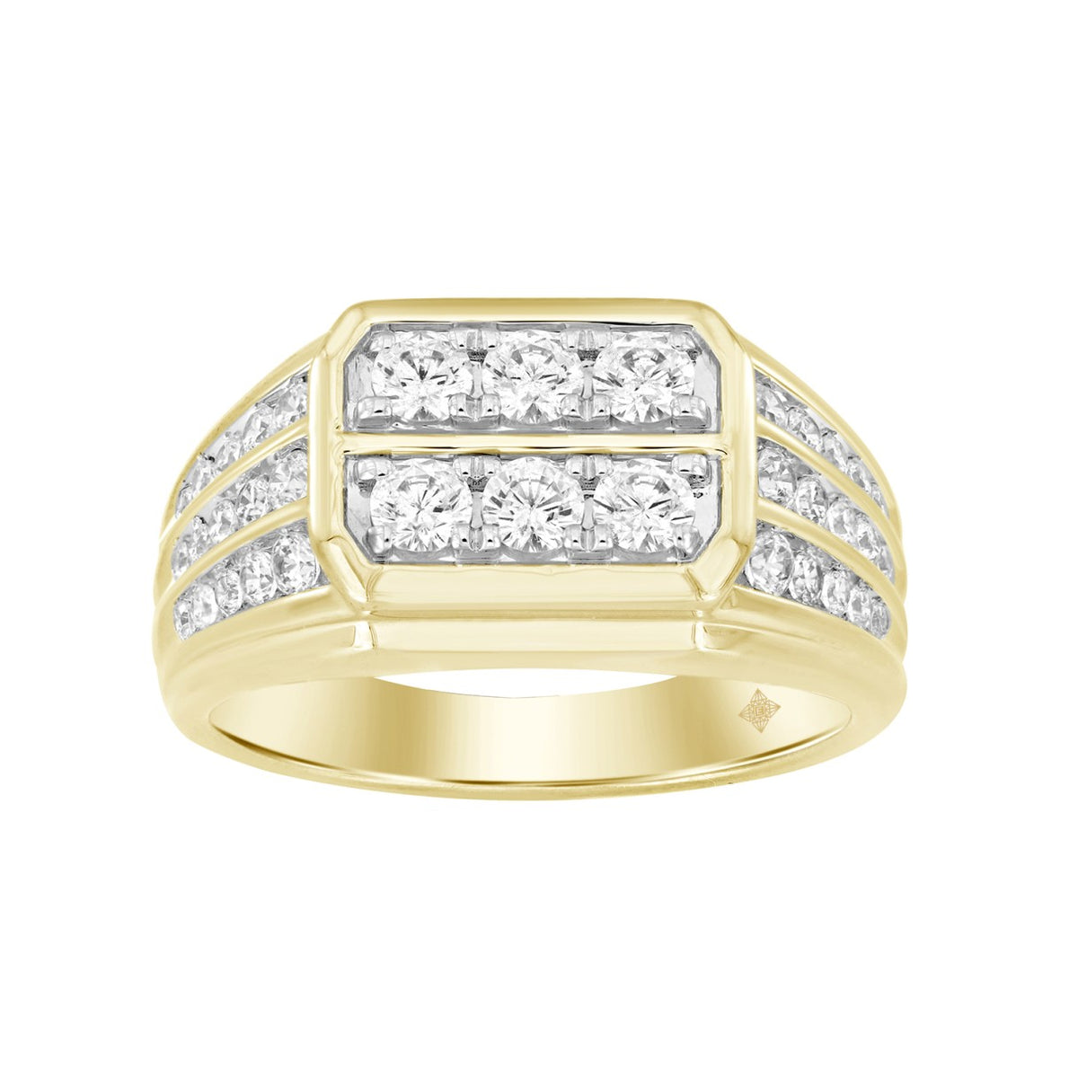 MEN'S RING 1 1/4CT ROUND DIAMOND 14K YELLOW GOLD