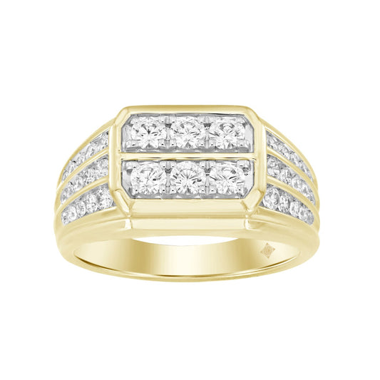 MEN'S RING 1 1/4CT ROUND DIAMOND 14K YELLOW GOLD