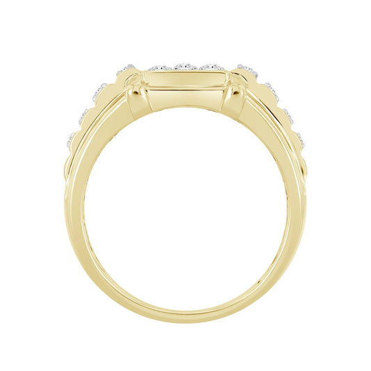 MEN'S RING 1/2CT ROUND DIAMOND 14K YELLOW GOLD