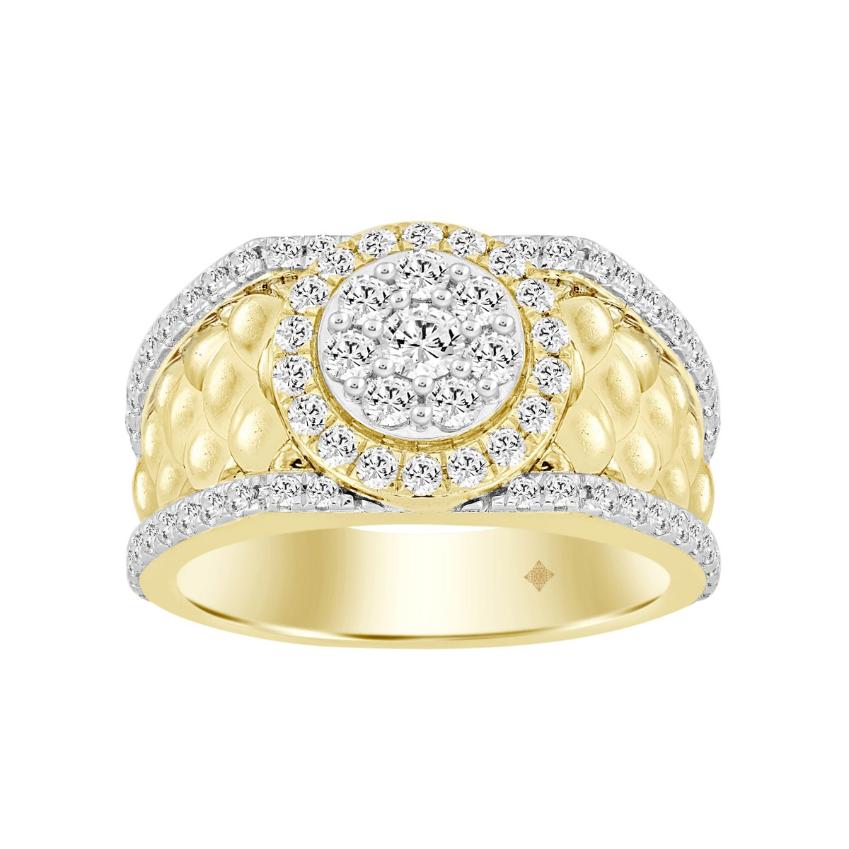 MEN'S RING 1 1/3CT ROUND DIAMOND 14K YELLOW GOLD