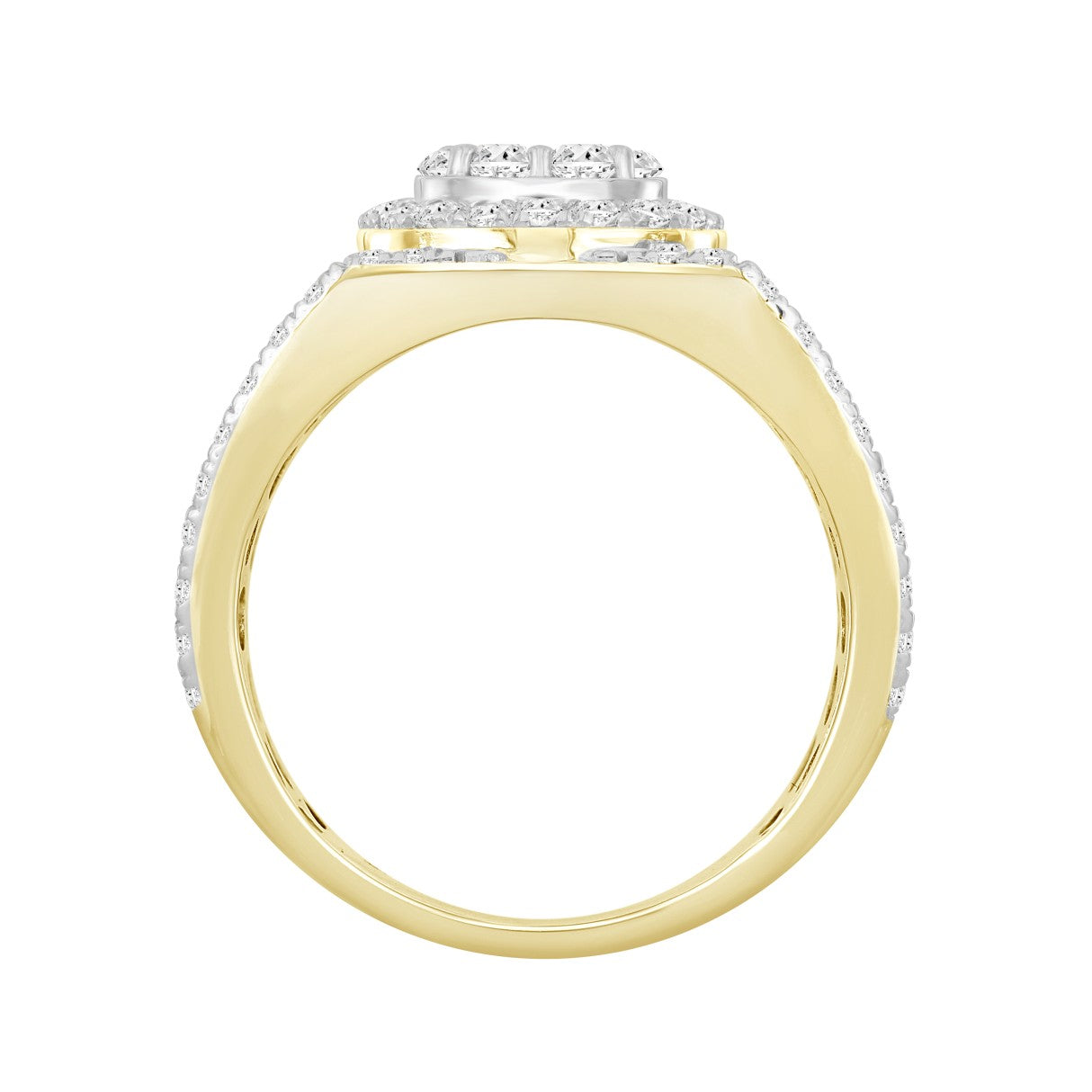 MEN'S RING 1 1/3CT ROUND DIAMOND 14K YELLOW GOLD