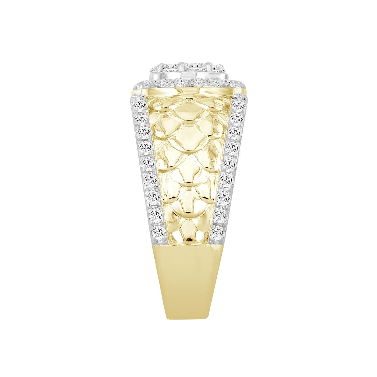 MEN'S RING 1 1/3CT ROUND DIAMOND 14K YELLOW GOLD