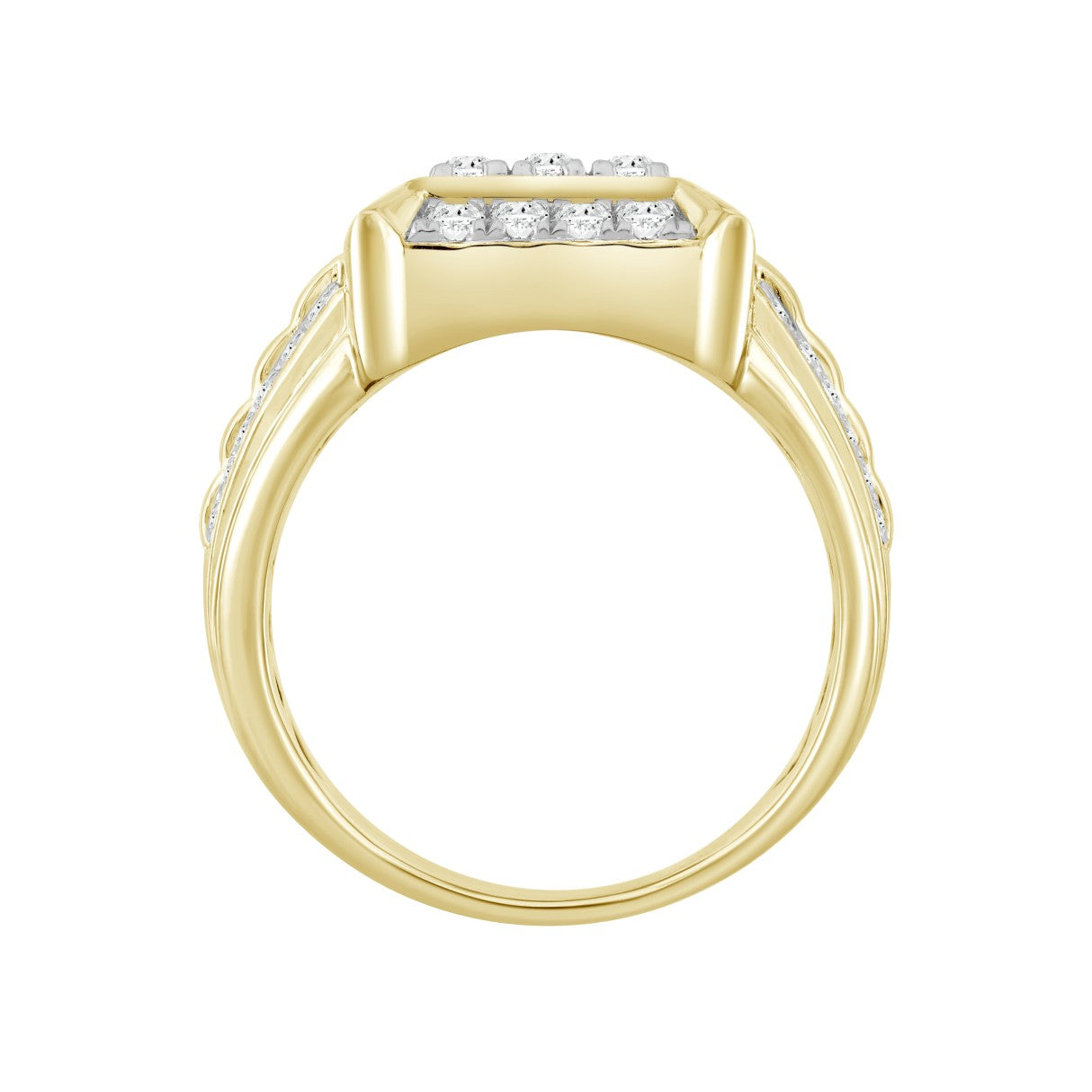 MEN'S RING 1 1/2CT ROUND DIAMOND 14K YELLOW GOLD