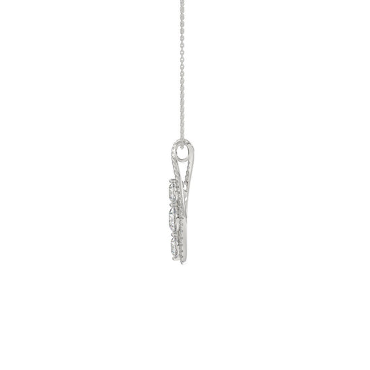 LADIES PENDANT 1 3/4CT ROUND DIAMOND 14K WHITE GOLD WITH CHAIN