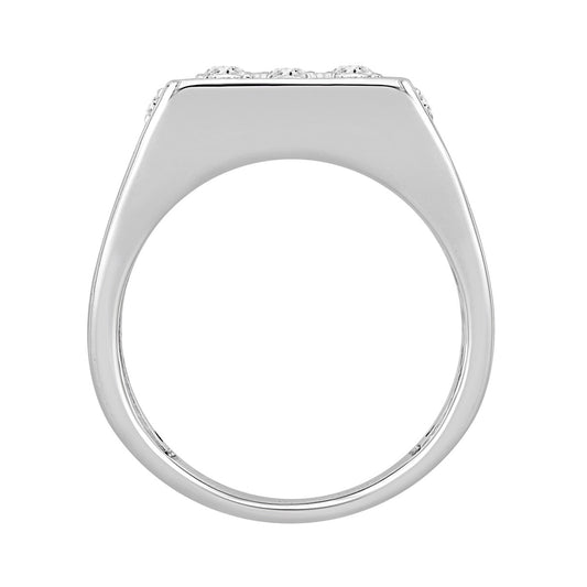 MEN'S RING 1 3/4CT ROUND DIAMOND 14K WHITE GOLD