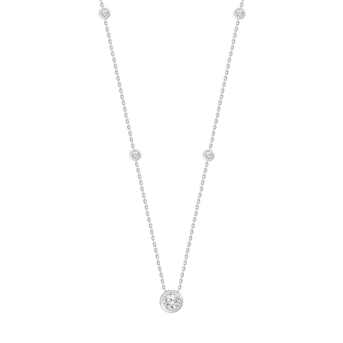LADIES NECKLACE 1 5/8CT ROUND DIAMOND 14K WHITE GOLD
