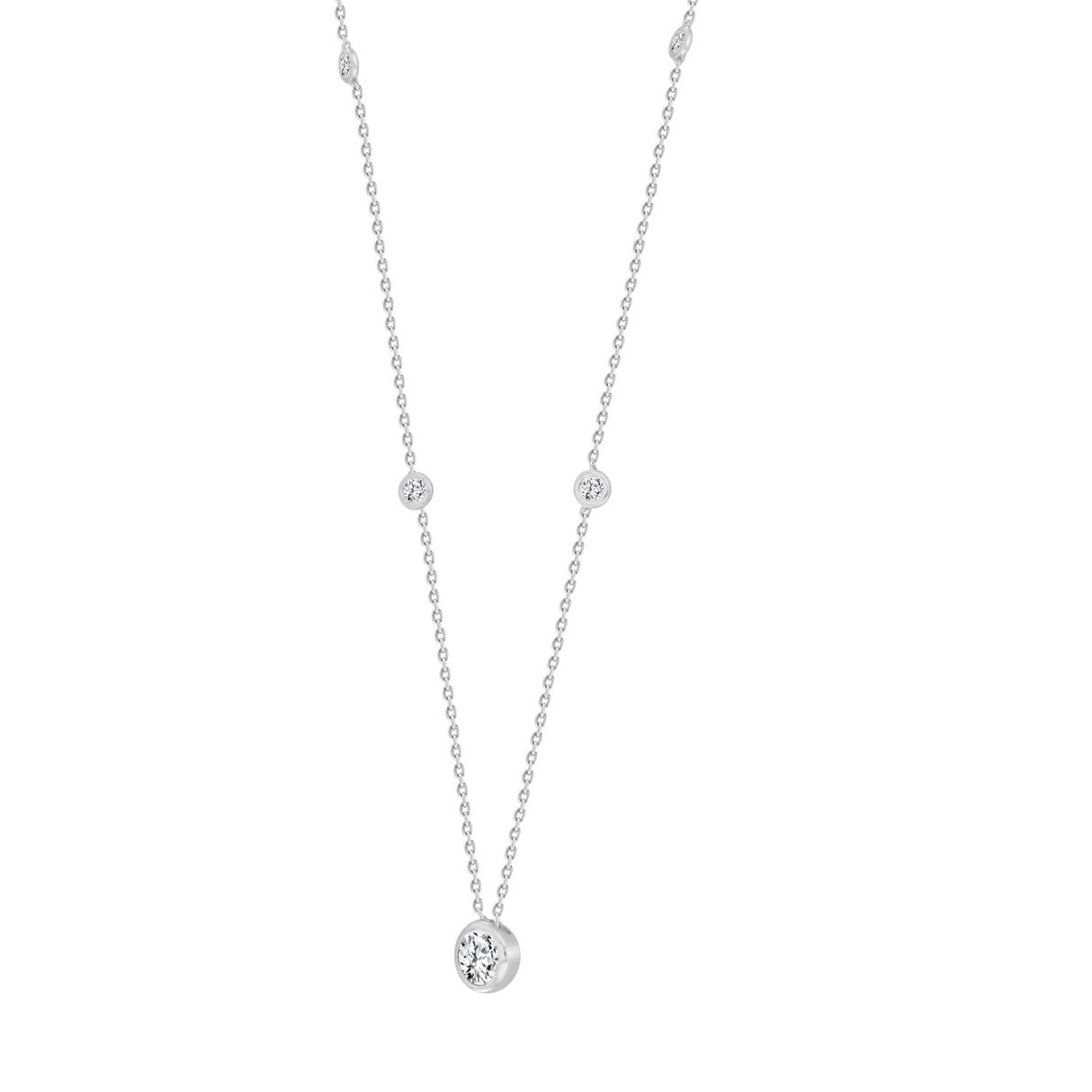 LADIES NECKLACE 1 5/8CT ROUND DIAMOND 14K WHITE GOLD