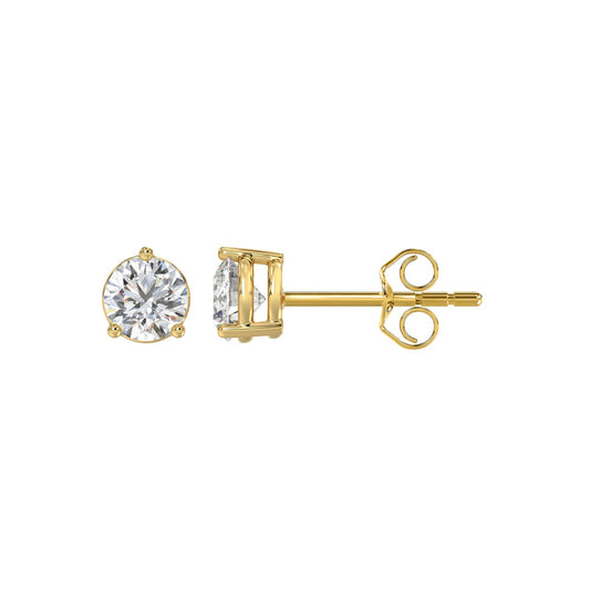 14K YELLOW GOLD 1CT ROUND DIAMOND LADIES SOLITAIRE EARRINGS 