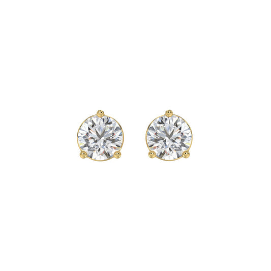 14K YELLOW GOLD 2CT ROUND DIAMOND LADIES SOLITAIRE EARRINGS 