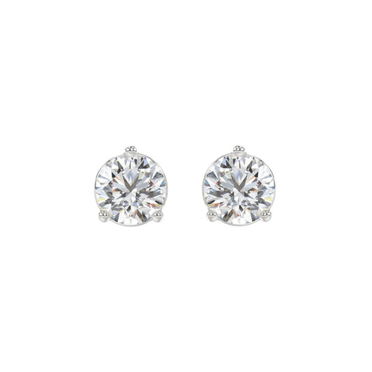 14K WHITE GOLD 3CT ROUND DIAMOND LADIES SOLITAIRE EARRINGS (CENTER STONE  ROUND DIAMOND 1 1/2CT)