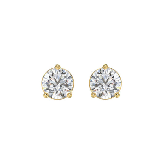 14K YELLOW GOLD 3CT ROUND DIAMOND LADIES SOLITAIRE EARRINGS (CENTER STONE  ROUND DIAMOND 1 1/2CT)