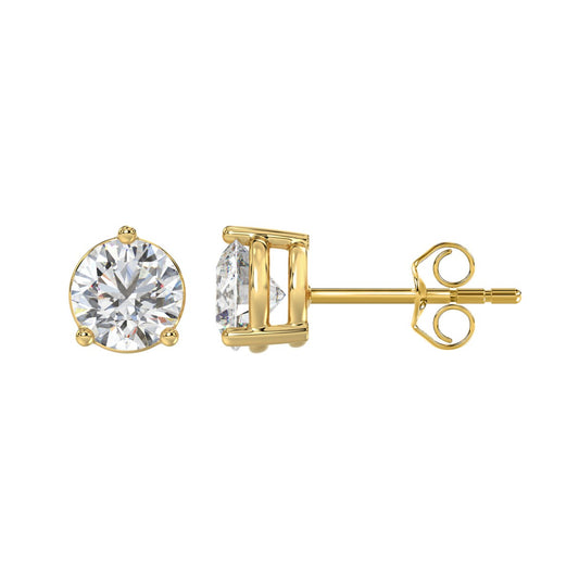 14K YELLOW GOLD 3CT ROUND DIAMOND LADIES SOLITAIRE EARRINGS (CENTER STONE  ROUND DIAMOND 1 1/2CT)
