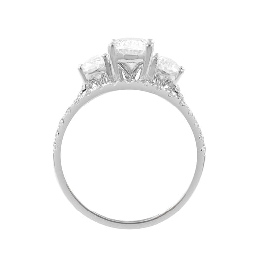 14K WHITE GOLD 2 3/8CT ROUND/OVAL DIAMOND LADIES BRIDAL SET (CENTER STONE OVAL DIAMOND 1CT)