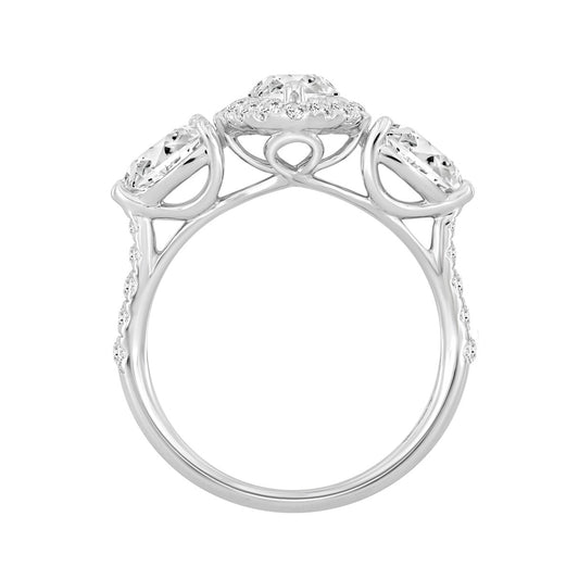 LADIES RING 2 1/2CT ROUND/MARQUISE/PEAR DIAMOND 14K WHITE GOLD (CENTER STONE MARQUISE DIAMOND 1CT )