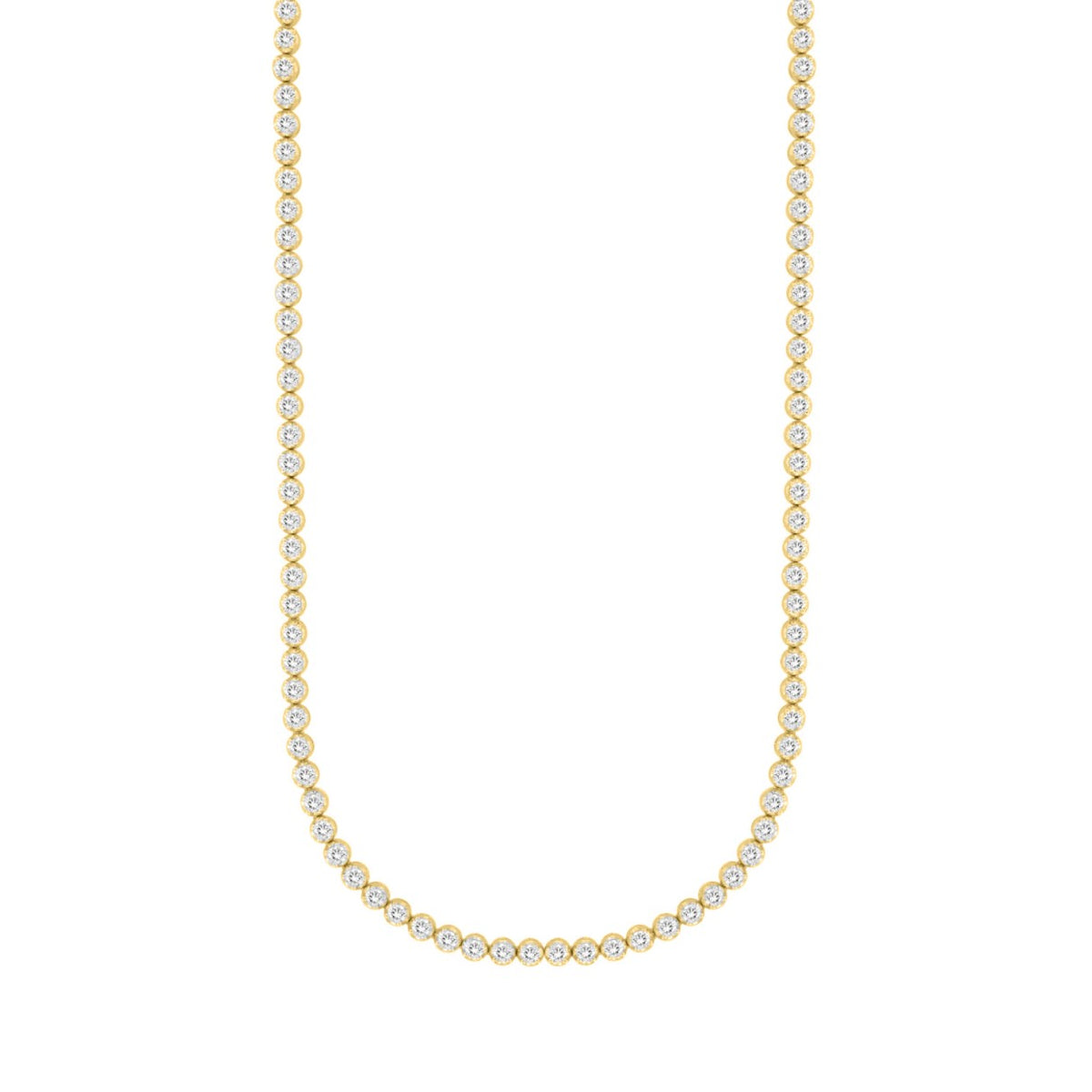 MENS NECKLACE 7CT ROUND DIAMOND 14K YELLOW GOLD 