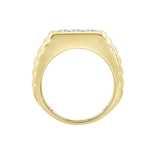 MEN'S RING 1 1/2CT ROUND DIAMOND 14K YELLOW GOLD