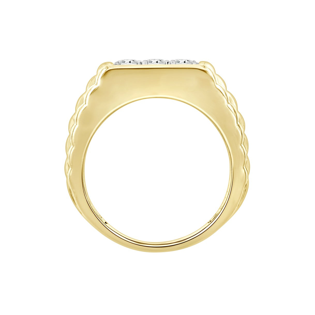 MEN'S RING 1 1/2CT ROUND DIAMOND 14K YELLOW GOLD