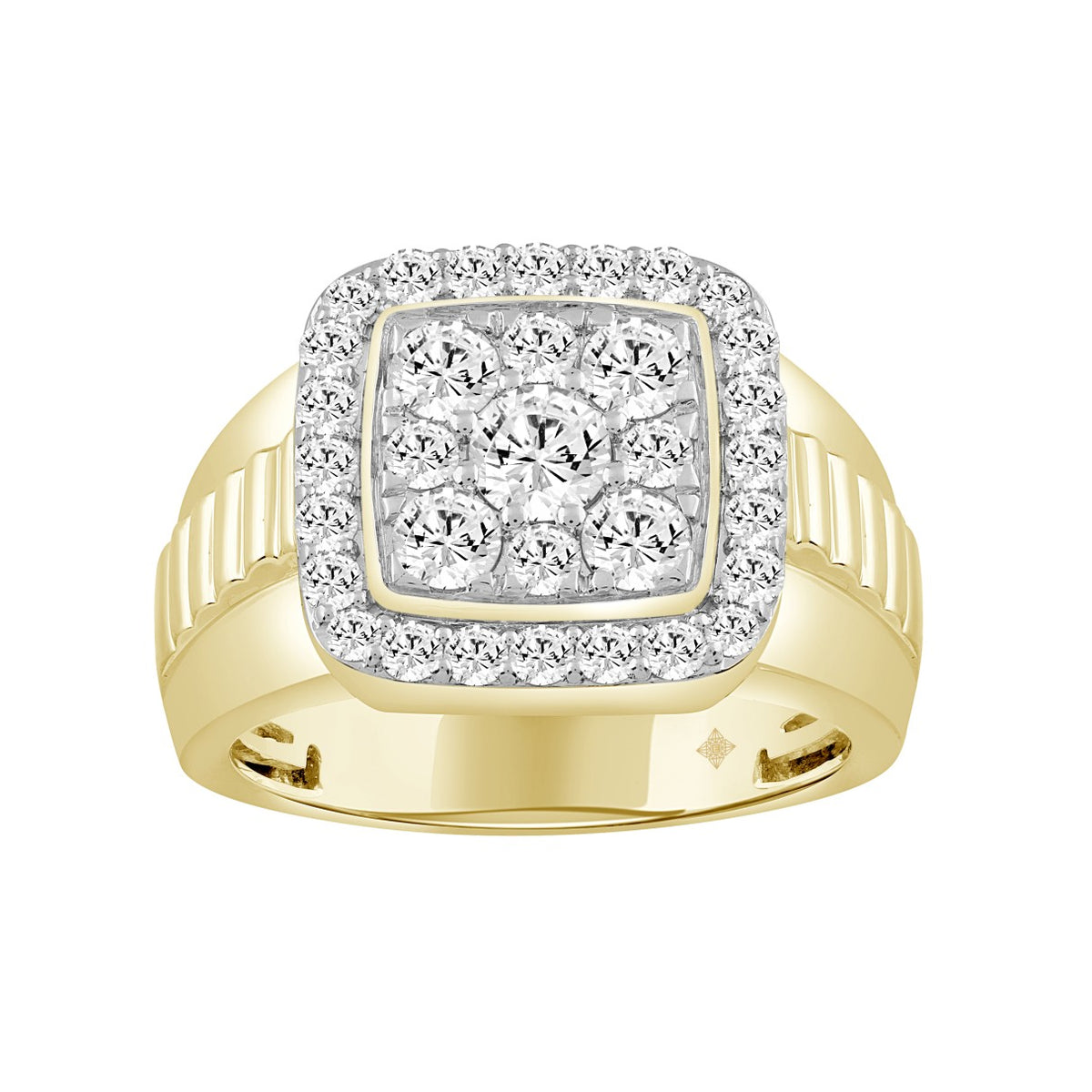 MEN'S RING 1 3/4CT ROUND DIAMOND 10K YELLOW GOLD