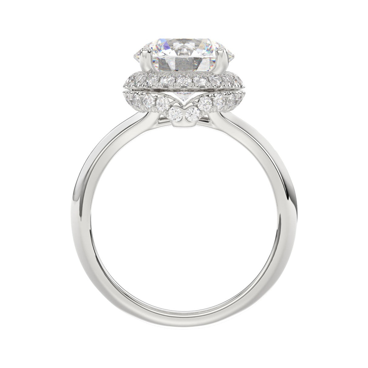 LADIES RING 3 3/8CT ROUND DIAMOND 14K WHITE GOLD (CENTER STONE ROUND DIAMOND 3CT )