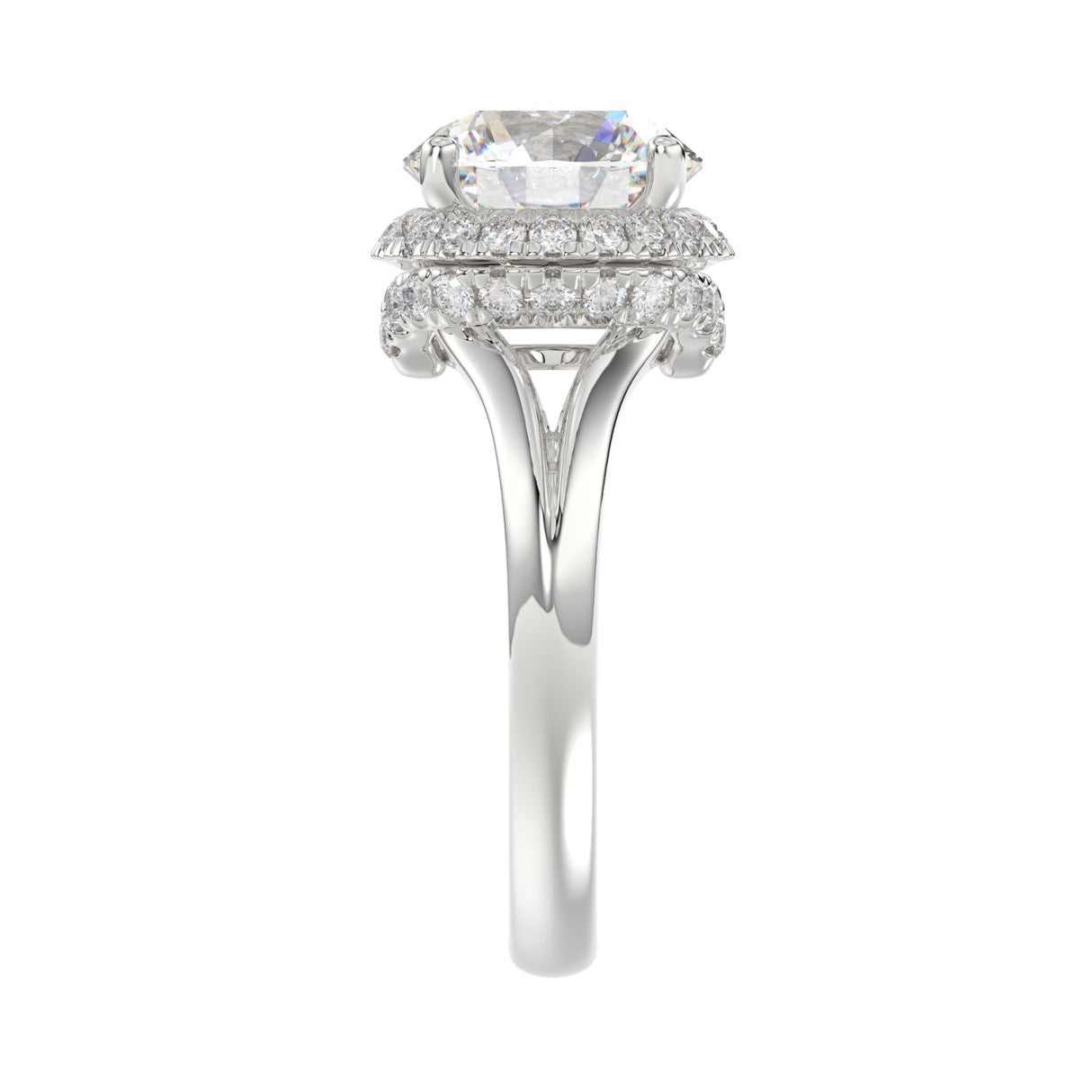 LADIES RING 3 3/8CT ROUND DIAMOND 14K WHITE GOLD (CENTER STONE ROUND DIAMOND 3CT )