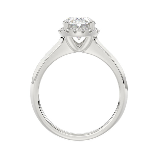 LADIES RING 2 1/6CT ROUND/OVAL DIAMOND 14K WHITE GOLD (CENTER STONE OVAL DIAMOND 2CT )