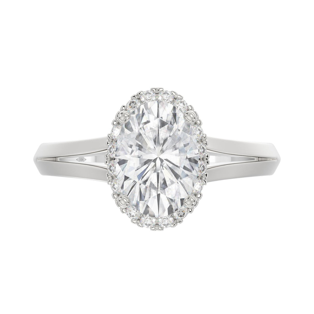 LADIES RING 2 1/6CT ROUND/OVAL DIAMOND 14K WHITE GOLD (CENTER STONE OVAL DIAMOND 2CT )