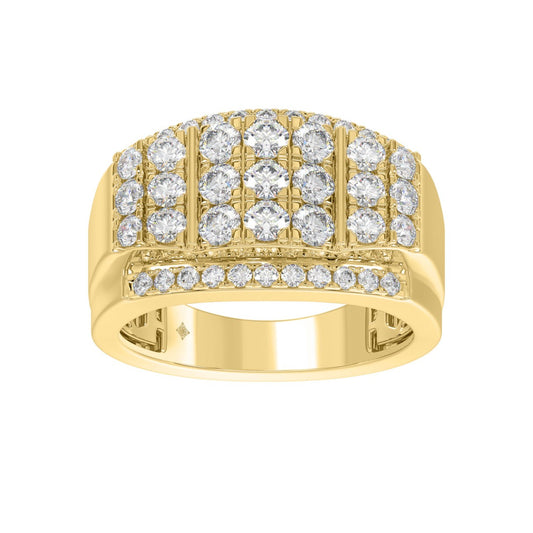 MEN'S RING 2.00CT ROUND DIAMOND 14K YELLOW GOLD 