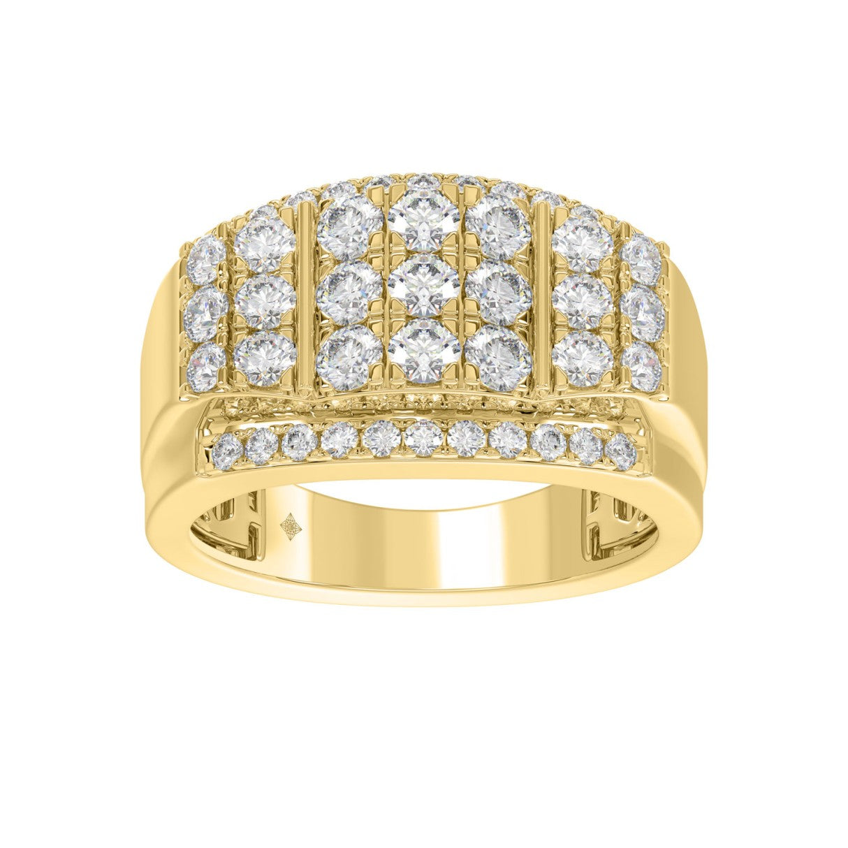 MEN'S RING 2.00CT ROUND DIAMOND 14K YELLOW GOLD 