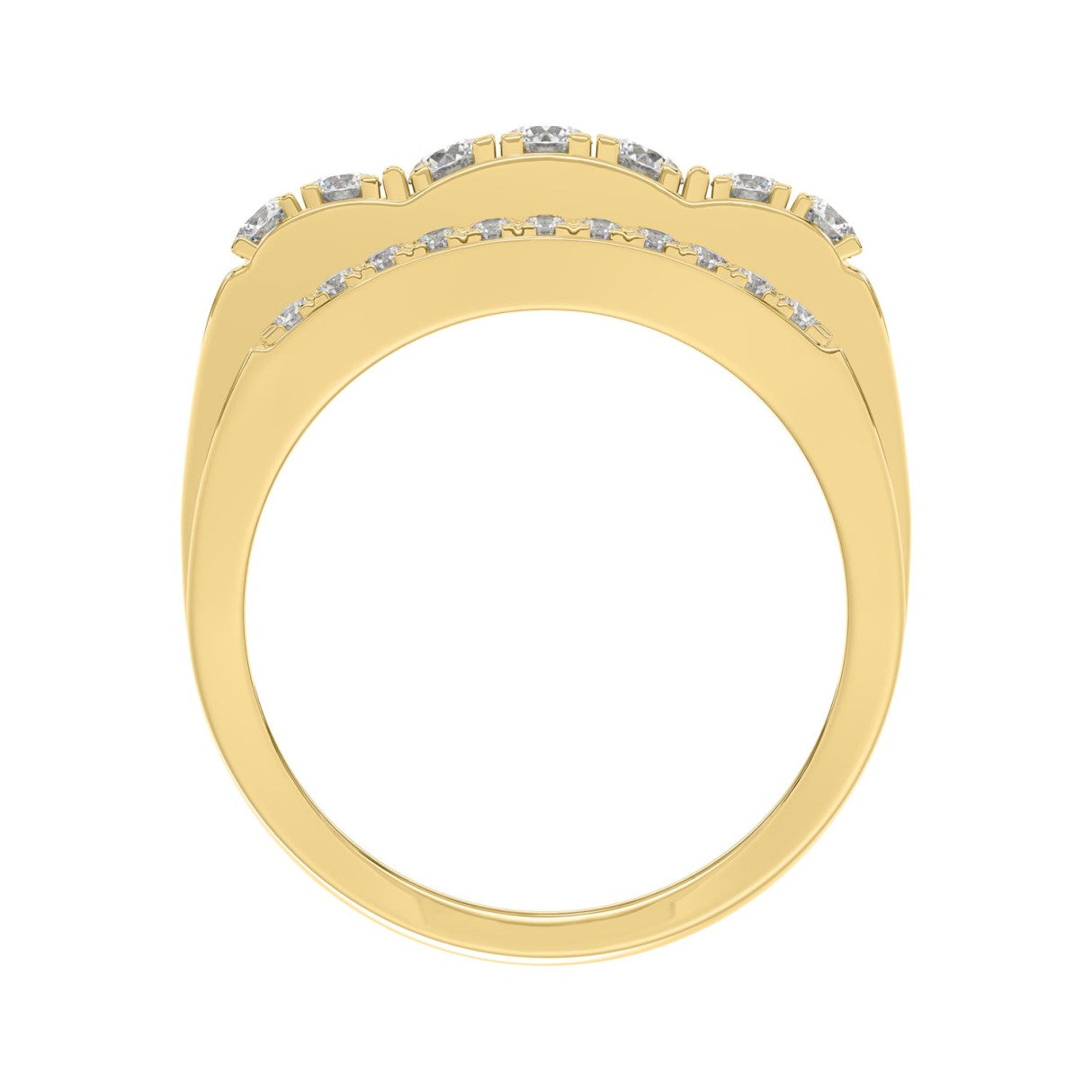 MEN'S RING 2.00CT ROUND DIAMOND 14K YELLOW GOLD 