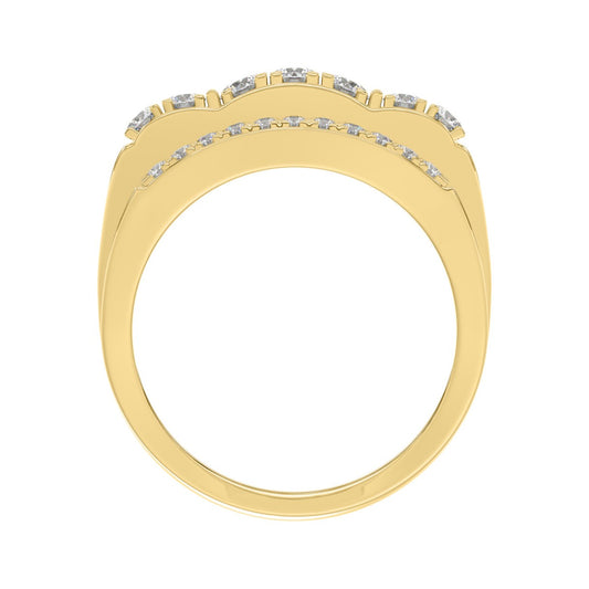 MEN'S RING 2.00CT ROUND DIAMOND 14K YELLOW GOLD 