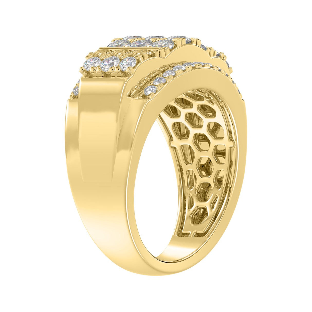 MEN'S RING 2.00CT ROUND DIAMOND 14K YELLOW GOLD 