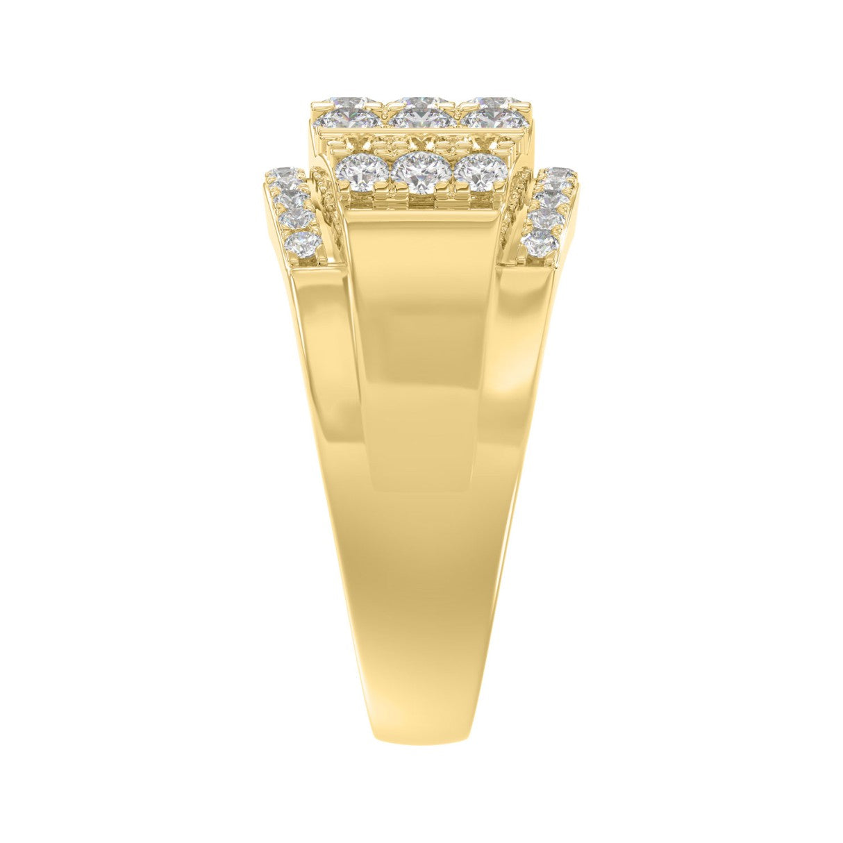 MEN'S RING 2.00CT ROUND DIAMOND 14K YELLOW GOLD 