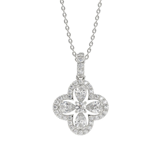 LADIES PENDANT 1CT ROUND/PEAR DIAMOND 14K WHITE GOLD