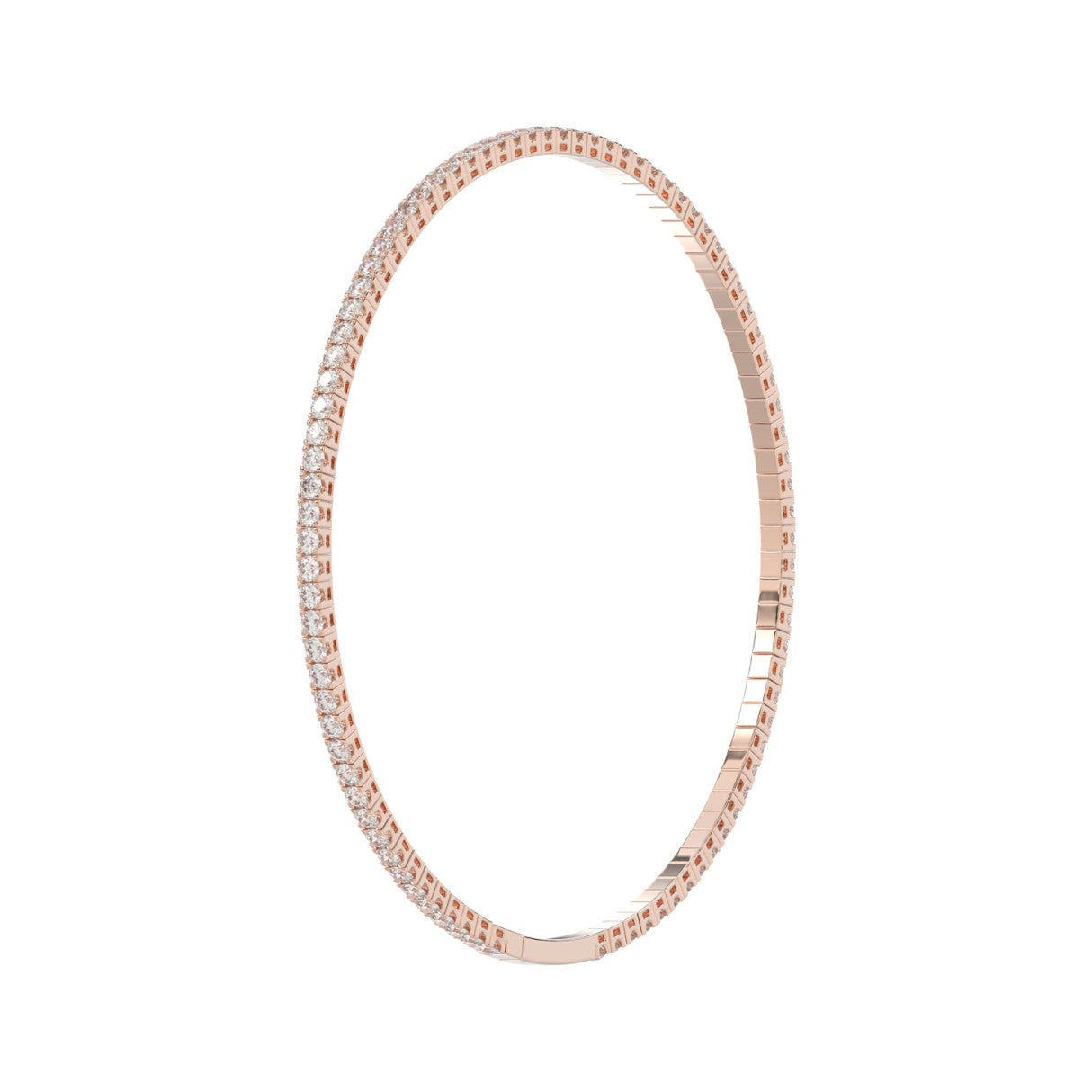 LADIES FLEXIBLE BANGLE 5 1/3CT ROUND DIAMOND 14K ROSE GOLD 