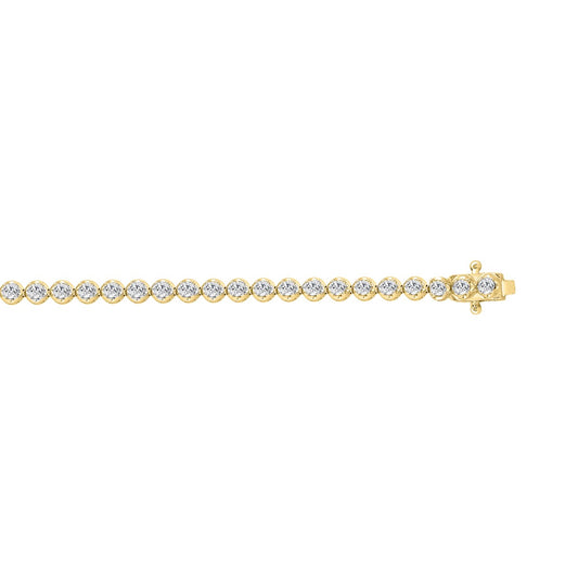 MENS BRACELET 2 1/2CT ROUND DIAMOND 14K YELLOW GOLD 