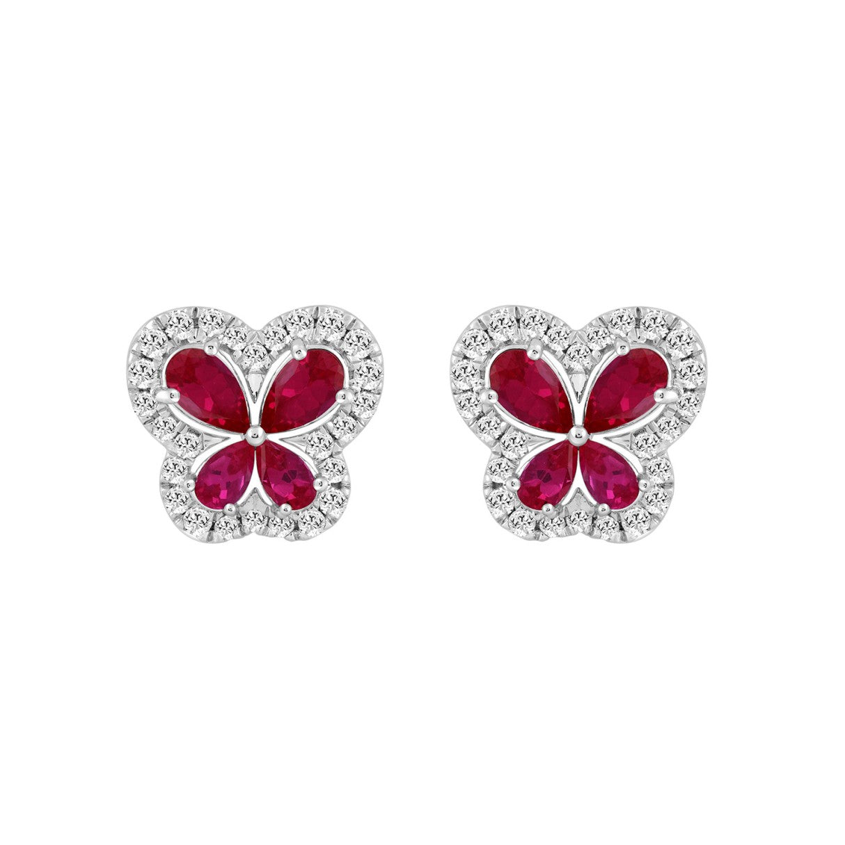 14K WHITE GOLD 1 1/2CT ROUND/PEAR DIAMOND LADIES EARRINGS (RUBY PEAR)