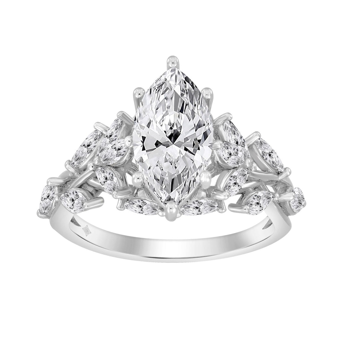 14K WHITE GOLD 3 5/8CT MARQUISE DIAMOND LADIES RING (CENTER STONE MARQUISE DIAMOND 2.00CT)