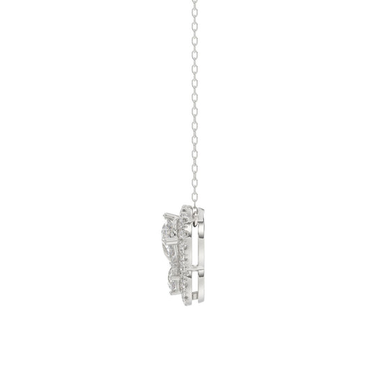 Elegant 14K White Gold Butterfly Necklace Featuring 1.00 Ct Lab Grown Round And Pear Diamonds. A Timeless Gift For Women And Everyday Luxury.