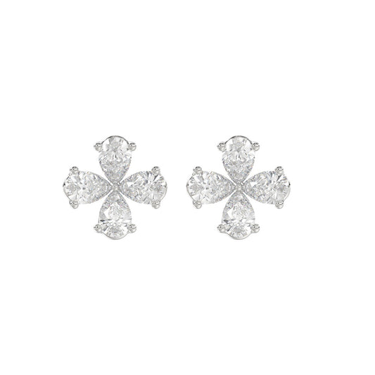 LADIES EARRINGS 1 1/3CT PEAR DIAMOND 14K WHITE GOLD