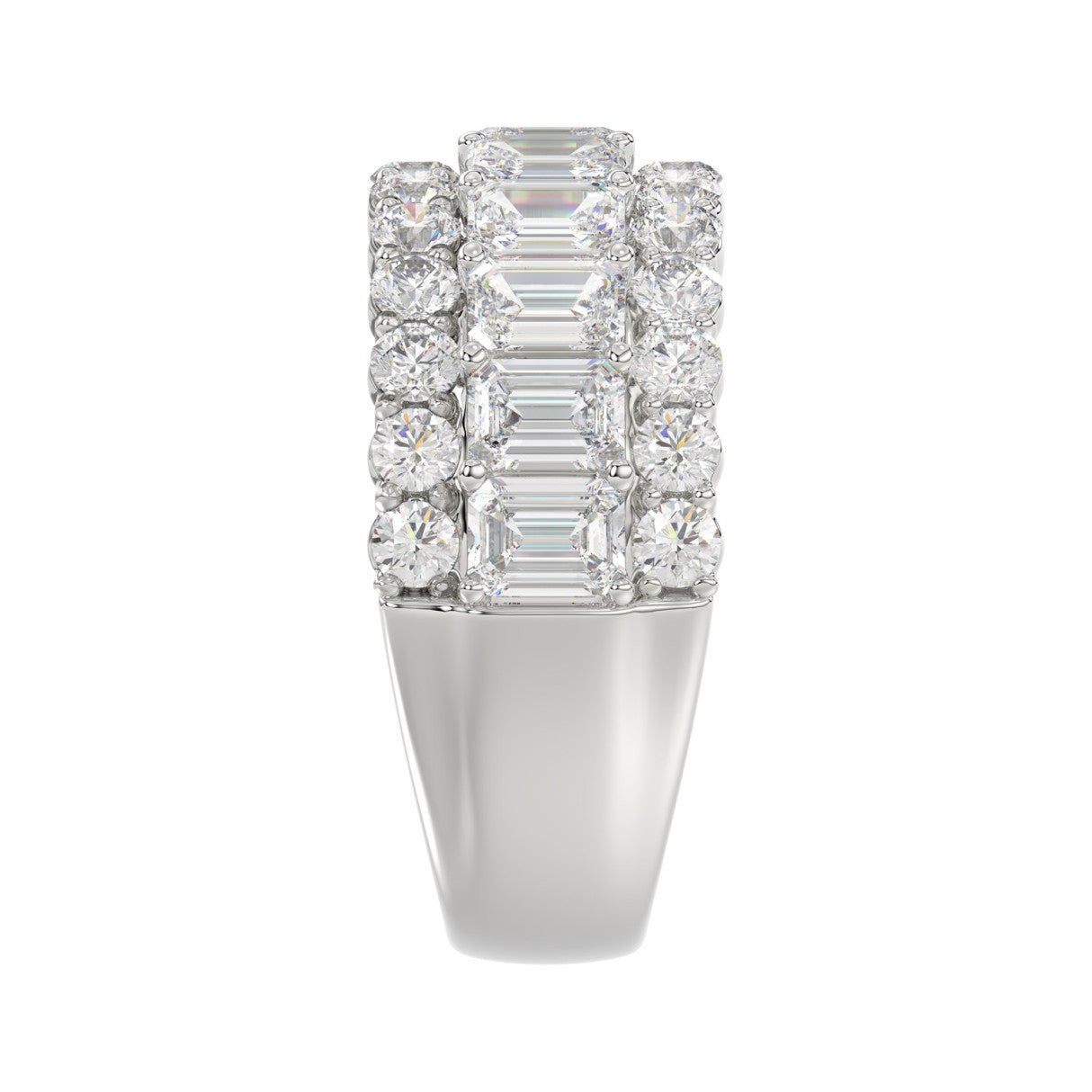 LADIES BAND 3 1/2CT ROUND/EMERALD DIAMOND 14K WHITE GOLD