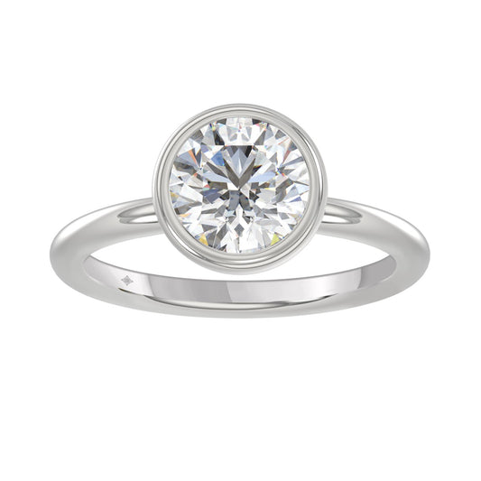 LADIES SOLITAIRE RING 2CT ROUND DIAMOND 14K WHITE GOLD (CENTER STONE ROUND DIAMOND 2CT )