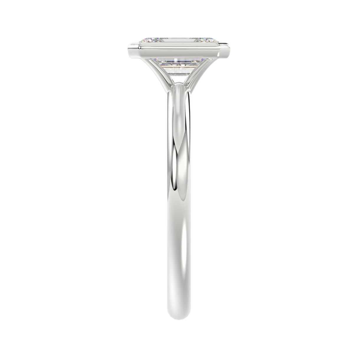 LADIES SOLITAIRE RING 2CT EMERALD DIAMOND 14K WHITE GOLD (CENTER STONE EMERALD DIAMOND 2CT )