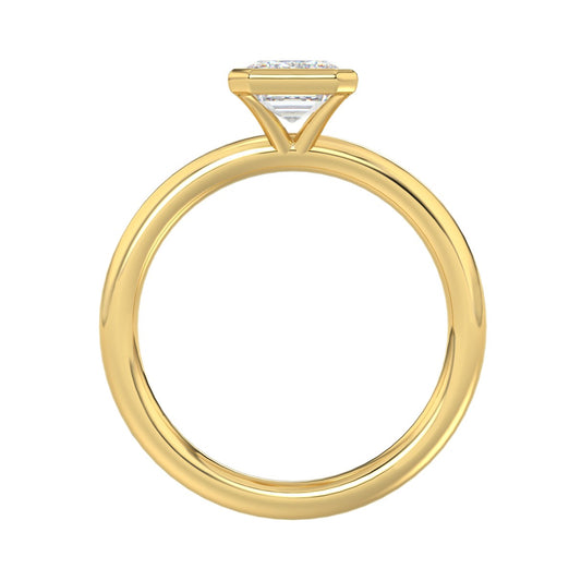LADIES SOLITAIRE RING 2CT EMERALD DIAMOND 14K YELLOW GOLD (CENTER STONE EMERALD DIAMOND 2CT )