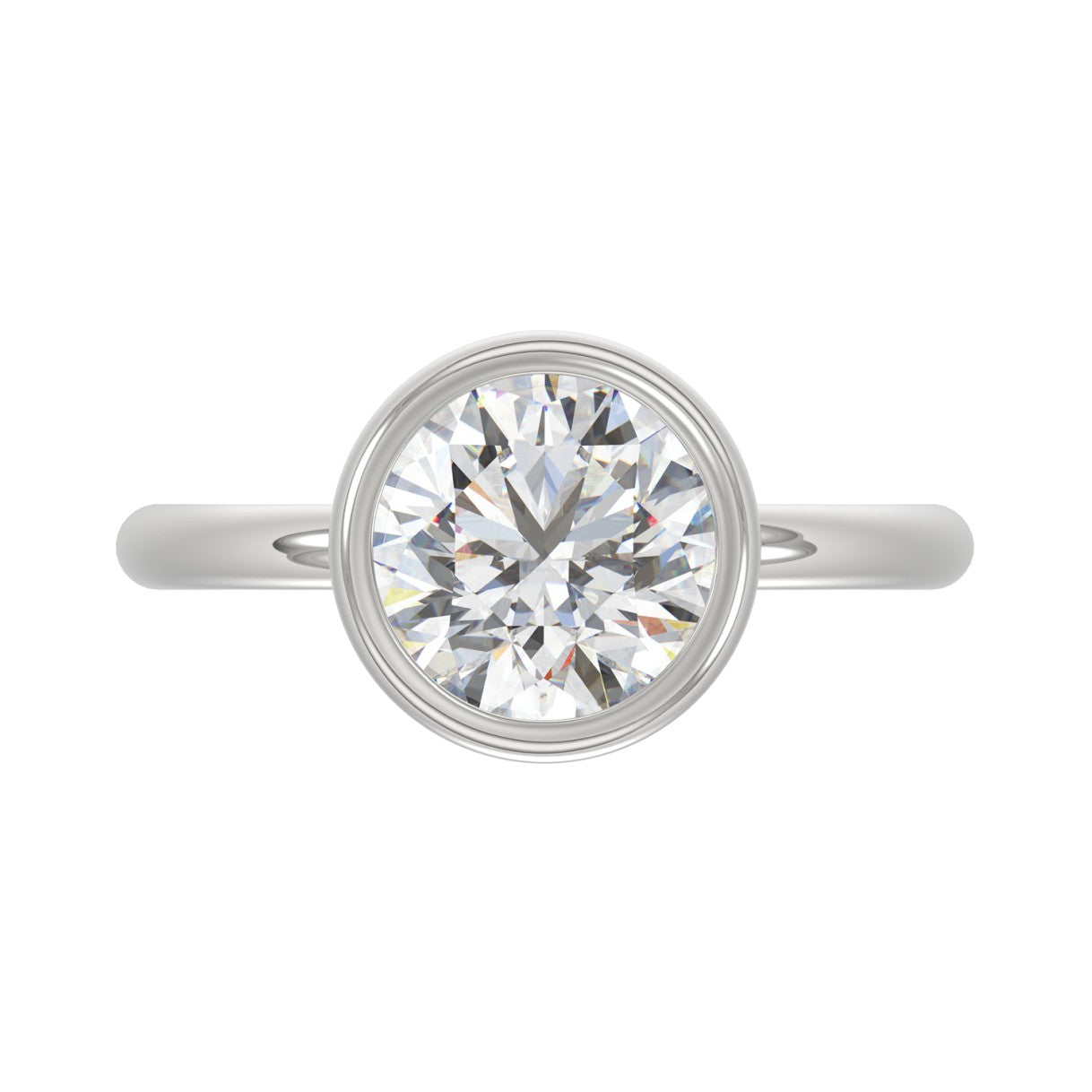 LADIES SOLITAIRE RING 3CT ROUND DIAMOND 14K WHITE GOLD (CENTER STONE ROUND DIAMOND 3CT )