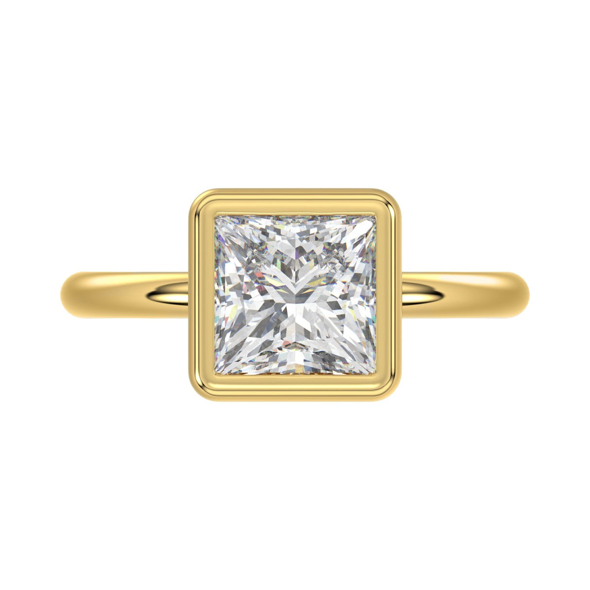 LADIES SOLITAIRE RING 3CT PRINCESS DIAMOND 14K YELLOW GOLD (CENTER STONE PRINCESS DIAMOND 3CT )