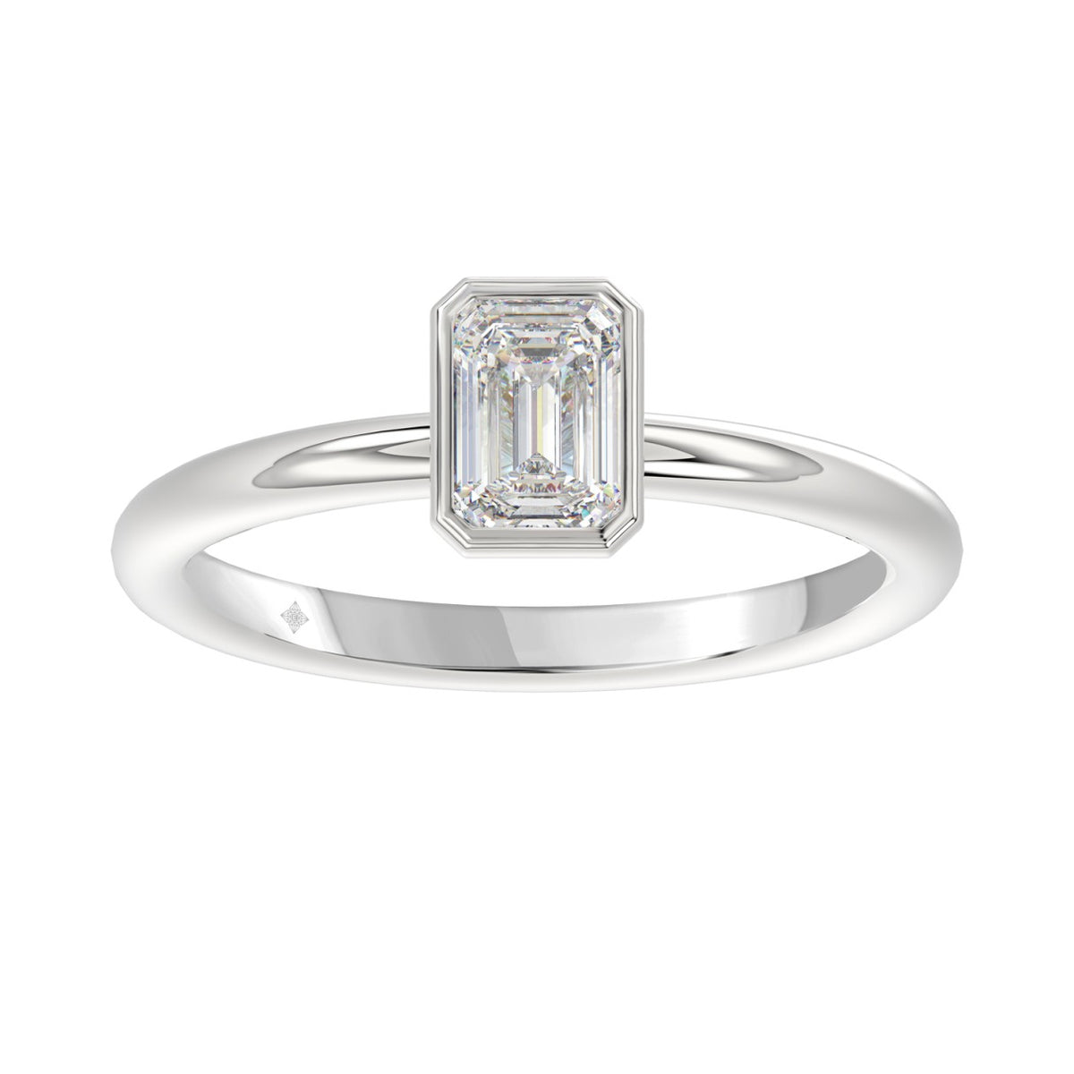LADIES SOLITAIRE RING 1CT EMERALD DIAMOND 14K WHITE GOLD (CENTER STONE EMERALD DIAMOND 1CT )