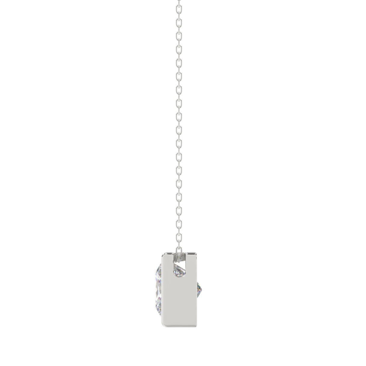 LADIES SOLITAIRE PENDANT 1CT PRINCESS DIAMOND 14K WHITE GOLD WITH CHAIN