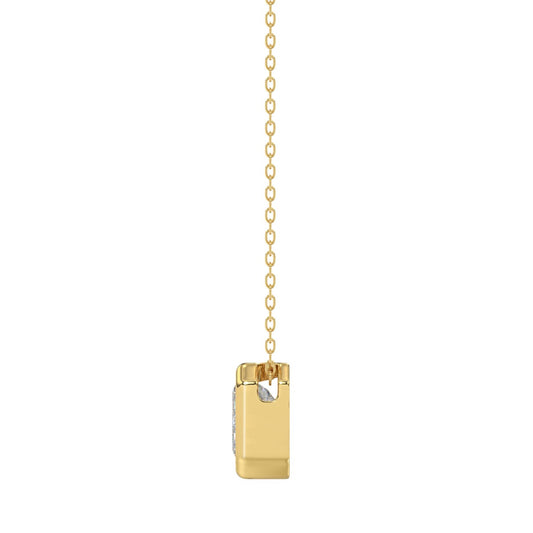 LADIES SOLITAIRE PENDANT 1CT EMERALD DIAMOND 14K YELLOW GOLD WITH CHAIN