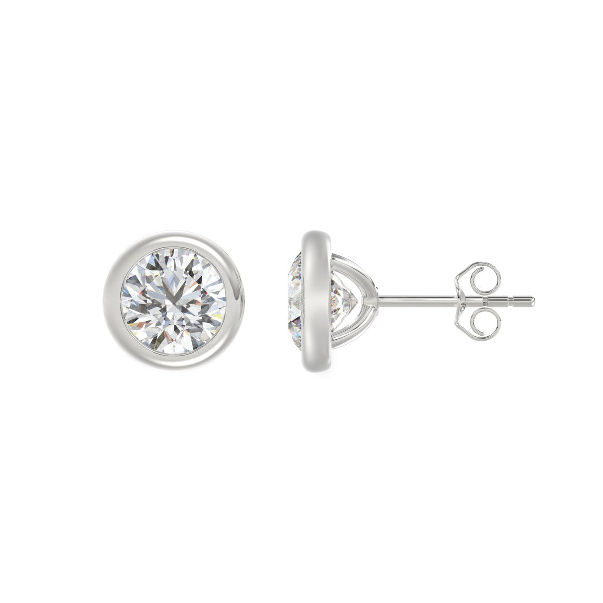 LADIES SOLITAIRE EARRINGS 3CT ROUND DIAMOND 14K WHITE GOLD